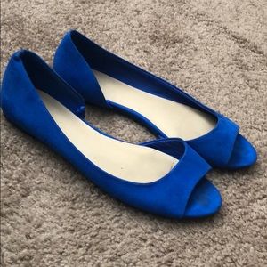 Never worn blue open toe flats